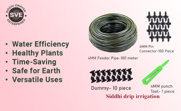 Drip Irrigation 4MM Feederline Pipe (100 Meter) with 4mm Pin Connector(100) p, Dummy hole (10) p, 4mm Punch tool 1 - Image 5